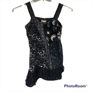 Vintage Y2K handmade Hand jive art to wear geometric tank top blouse